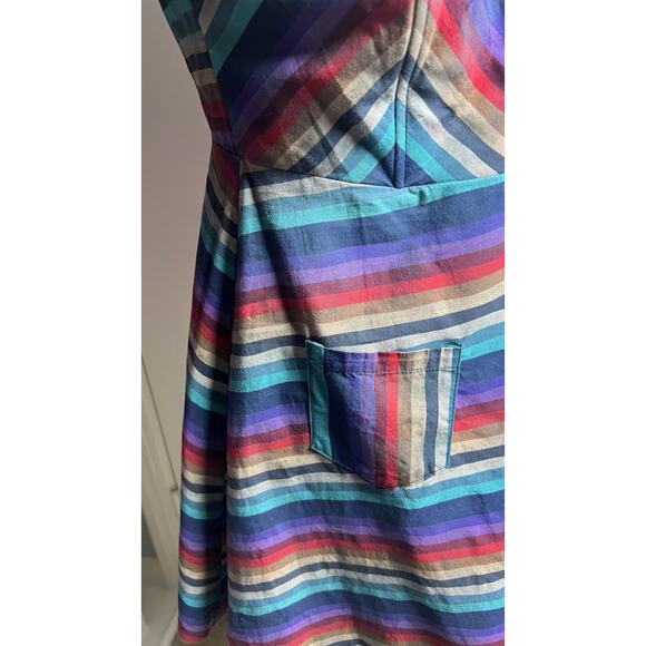 Multicolor Strapless Chevron Dress